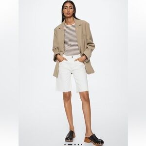Helmut Lang Highrise Crisp White Cuff Out Shorts Cotton Size 28 / Medium
